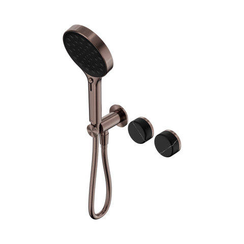 Serenity Progressive Shower System With Marquina Black Handle And Serenity Hand Shower - Nero Serenity Collection - Chrome FinishBrushed Bronze Finish