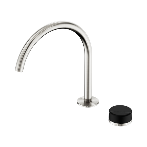 Serenity Progressive Bath/Kitchen Mixer Arc Spout With Marquina Black Handle - Nero Serenity Collection - Chrome FinishBrushed Nickel Finish