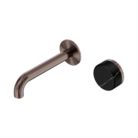 Serenity Progressive Wall Basin Mixer 160mm Spout With Marquina Black Handle - Nero Serenity Collection - Chrome FinishBrushed Bronze Finish