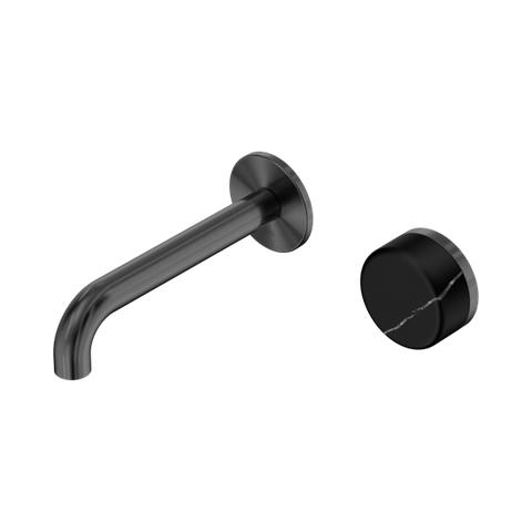 Serenity Progressive Wall Basin Mixer 160mm Spout With Marquina Black Handle - Nero Serenity Collection - Chrome FinishGun Metal Finish