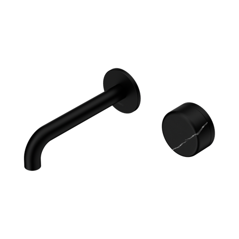 Serenity Progressive Wall Basin Mixer 160mm Spout With Marquina Black Handle - Nero Serenity Collection - Chrome FinishMatte Black Finish