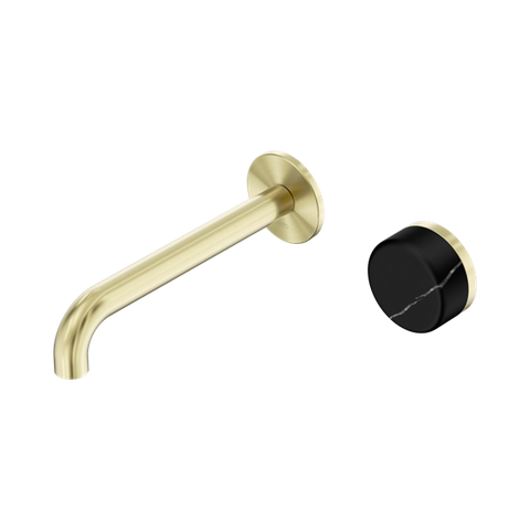 Serenity Progressive Wall Basin Mixer 185mm Spout With Marquina Black Handle - Nero Serenity Collection - Chrome FinishBrushed Gold Finish