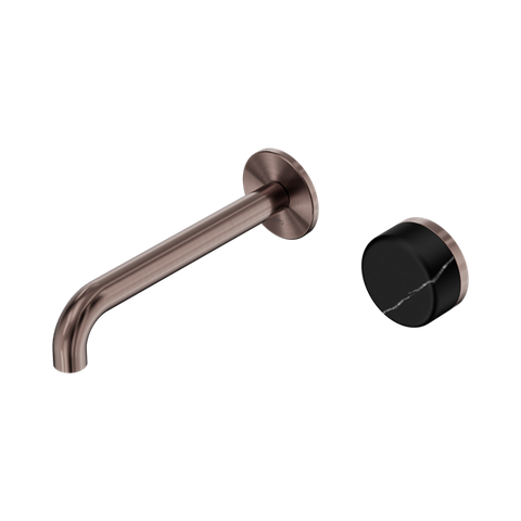 Serenity Progressive Wall Basin Mixer 185mm Spout With Marquina Black Handle - Nero Serenity Collection - Chrome FinishBrushed Bronze Finish