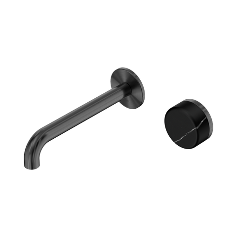 Serenity Progressive Wall Basin Mixer 185mm Spout With Marquina Black Handle - Nero Serenity Collection - Chrome FinishGun Metal Finish