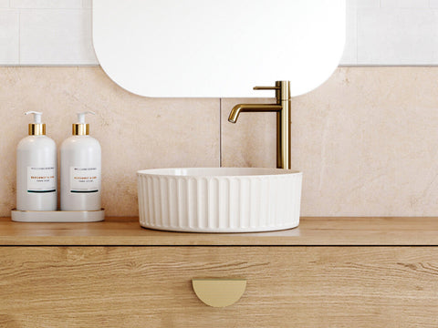 Basins Timberline Allure Flute Ceramic Basin 365mm Color: White Gloss Place & Palette