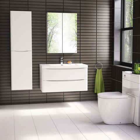 Vanities BelBagno Ancona Wall Hung Vanity Finish: Gloss White Size: 1200x480x450 Place & Palette