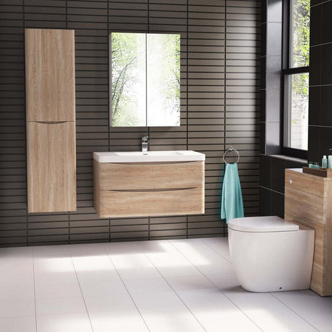 Vanities BelBagno Ancona Wall Hung Vanity Finish: White Oak Size: 1200x480x450 Place & Palette