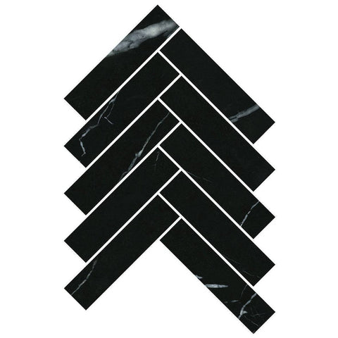 Tiles The Manly Collection Artemis Marble Herringbone Tile Colour: Nero Marquina Place & Palette