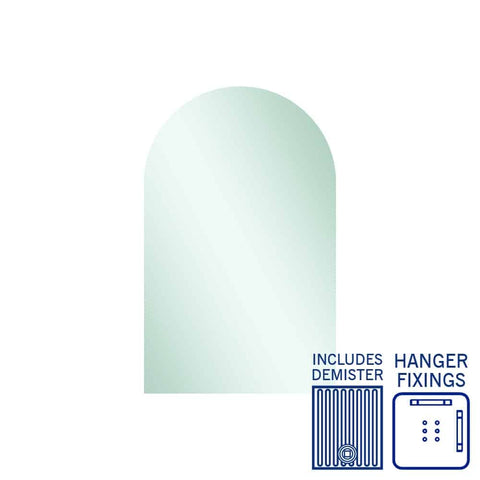 Mirrors Thermogroup Aspen Polished Edge Arch Mirror Style: Hangers and Demister Size: 500x800x14mm Place & Palette