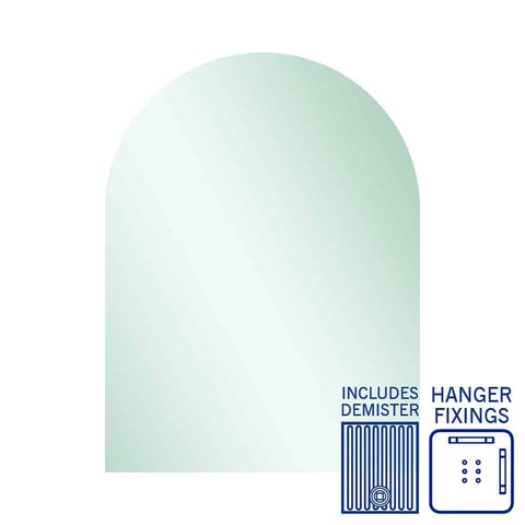Mirrors Thermogroup Aspen Polished Edge Arch Mirror Style: Hangers and Demister Size: 750x1000x14mm Place & Palette