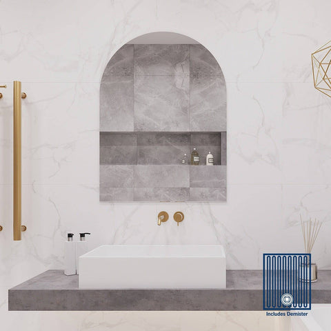 Mirrors Thermogroup Aspen Polished Edge Arch Mirror Style: Hangers Size: 500x800x14mm Place & Palette