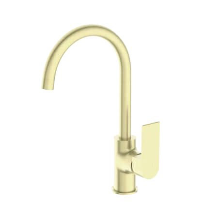 Tapware Nero Bianca Kitchen Mixer Gooseneck Spout Colour: Brushed Gold Place & Palette