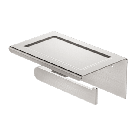 Accessories Nero Bianca Toilet Roll Holder With Phone Holder Colour: Brushed Nickel Place & Palette