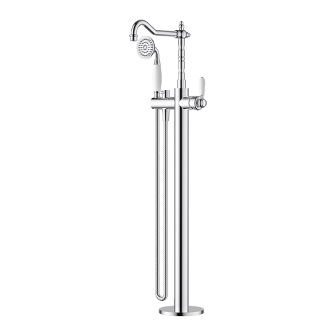 Tapware Modern National Bordeaux Freestanding Bath Mixer Colour: Electroplated Chrome Style: With Handshower Place & Palette