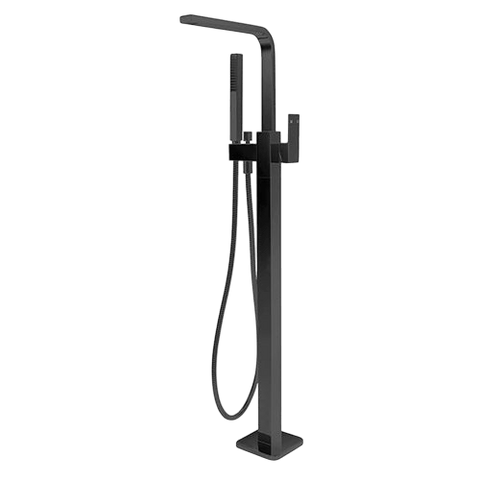 Tapware Modern National Chao Freestanding Bath Mixer with Handshower Colour: Electroplated Matte Black Place & Palette