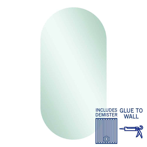 Mirrors Thermogroup Duke Polished Edge Pill Mirror Style: Glue-to-Wall and Demister Size: 500x1000x5mm Place & Palette