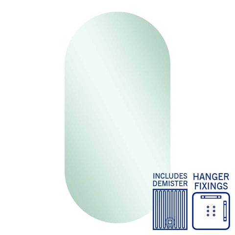Mirrors Thermogroup Duke Polished Edge Pill Mirror Style: Hangers and Demister Size: 500x1000x14mm Place & Palette