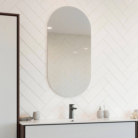 Mirrors Thermogroup Duke Polished Edge Pill Mirror Style: Hangers Size: 500x1000x14mm Place & Palette