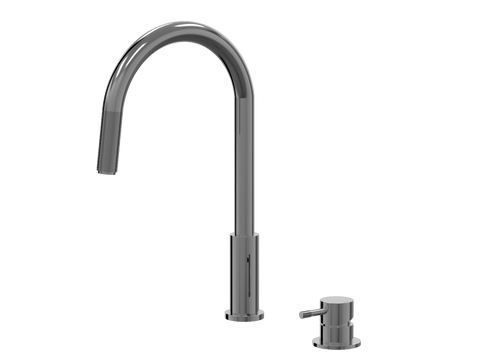 Tapware ParTaps Elm Hob Mixer Pullout Set - Gooseneck Colour: Black Sapphire Place & Palette