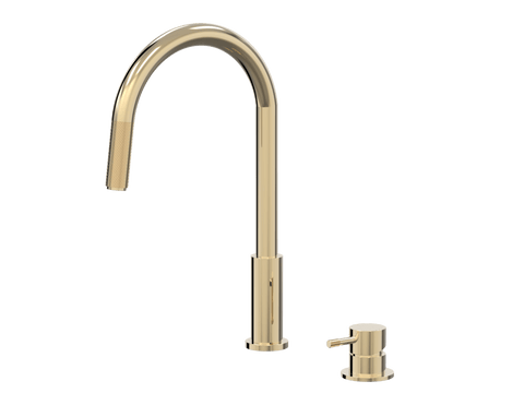 Tapware ParTaps Elm Hob Mixer Pullout Set - Gooseneck Colour: Brass Gold Place & Palette