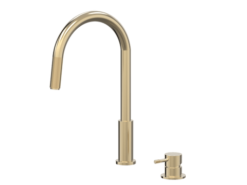 Tapware ParTaps Elm Hob Mixer Pullout Set - Gooseneck Colour: Brushed Brass Gold Place & Palette