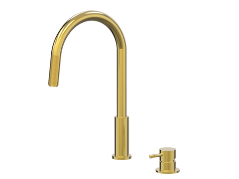 Tapware ParTaps Elm Hob Mixer Pullout Set - Gooseneck Colour: Brushed Gold Place & Palette