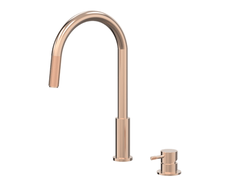 Tapware ParTaps Elm Hob Mixer Pullout Set - Gooseneck Colour: Brushed Rose Gold Place & Palette