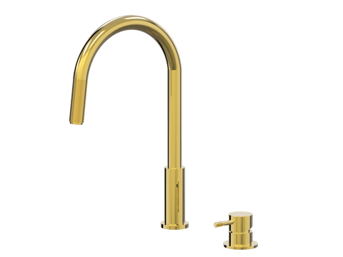 Tapware ParTaps Elm Hob Mixer Pullout Set - Gooseneck Colour: Gold Place & Palette