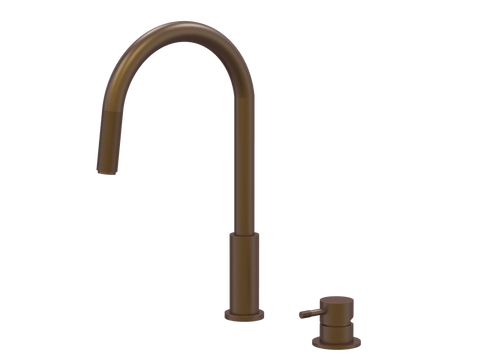 Tapware ParTaps Elm Hob Mixer Pullout Set - Gooseneck Colour: Native Brass Place & Palette