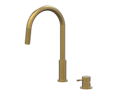 Tapware ParTaps Elm Hob Mixer Pullout Set - Gooseneck Colour: Rumbled Brass Place & Palette