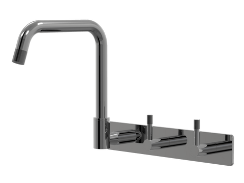 Tapware ParTaps Elm Sink Set Wall Swivel Colour: Black Sapphire Style: On Plate - Offset Place & Palette
