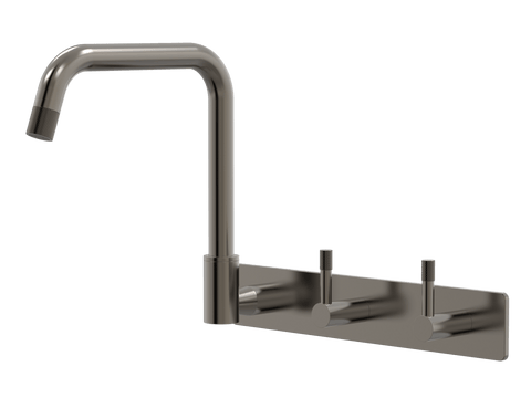 Tapware ParTaps Elm Sink Set Wall Swivel Colour: Brushed Gunmetal Style: On Plate - Offset Place & Palette