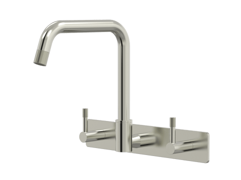 Tapware ParTaps Elm Sink Set Wall Swivel Colour: Brushed Nickel Style: On Plate Place & Palette