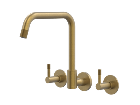 Tapware ParTaps Elm Spa Set Wall Swivel Colour: Rumbled Brass Place & Palette