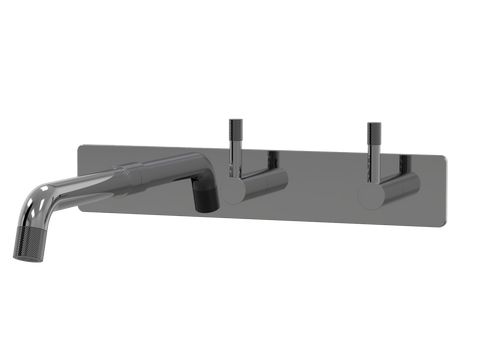 Tapware ParTaps Elm Wall Basin Set Colour: Black Sapphire Style: On Plate - Offset Place & Palette