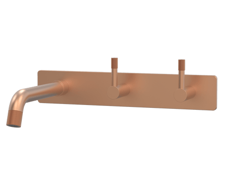 Tapware ParTaps Elm Wall Basin Set Colour: Brushed Copper Style: On Plate - Offset Place & Palette