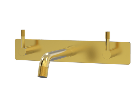 Tapware ParTaps Elm Wall Basin Set Colour: Brushed Gold Style: On Plate Place & Palette