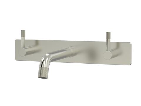 Tapware ParTaps Elm Wall Basin Set Colour: Brushed Nickel Style: On Plate Place & Palette