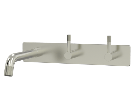 Tapware ParTaps Elm Wall Basin Set Colour: Brushed Nickel Style: On Plate - Offset Place & Palette