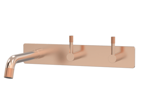 Tapware ParTaps Elm Wall Basin Set Colour: Brushed Rose Gold Style: On Plate - Offset Place & Palette