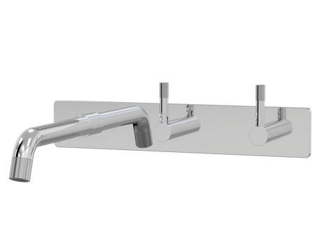 Tapware ParTaps Elm Wall Basin Set Colour: Chrome Style: On Plate - Offset Place & Palette