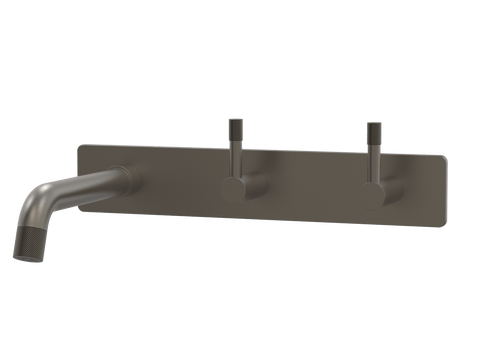 Tapware ParTaps Elm Wall Basin Set Colour: Gunmetal Style: On Plate - Offset Place & Palette