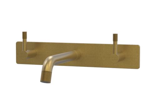 Tapware ParTaps Elm Wall Basin Set Colour: Rumbled Brass Style: On Plate Place & Palette