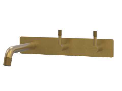 Tapware ParTaps Elm Wall Basin Set Colour: Rumbled Brass Style: On Plate - Offset Place & Palette