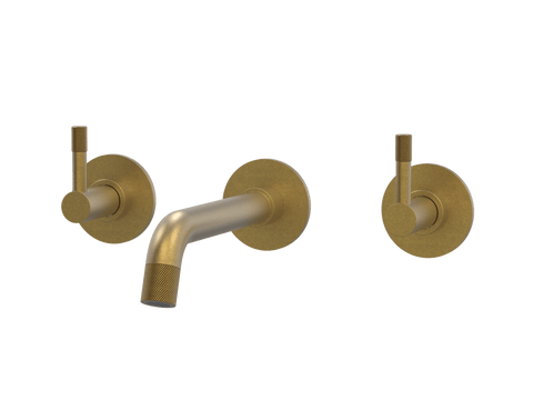 Tapware ParTaps Elm Wall Basin Set Colour: Rumbled Brass Style: Original Place & Palette