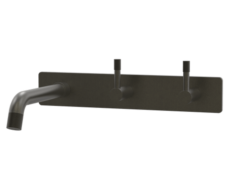 Tapware ParTaps Elm Wall Basin Set Colour: Volcanic Grey Style: On Plate - Offset Place & Palette