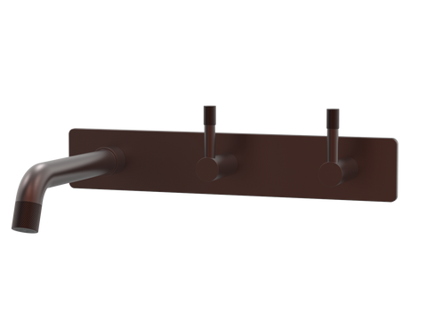 Tapware ParTaps Elm Wall Bath Set - 160mm Colour: Antique Copper Style: On Plate - Offset Place & Palette