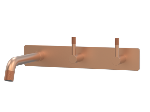 Tapware ParTaps Elm Wall Bath Set - 160mm Colour: Brushed Copper Style: On Plate - Offset Place & Palette