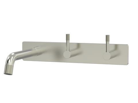 Tapware ParTaps Elm Wall Bath Set - 160mm Colour: Brushed Nickel Style: On Plate - Offset Place & Palette