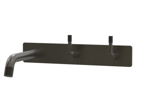 Tapware ParTaps Elm Wall Bath Set - 160mm Colour: Volcanic Grey Style: On Plate - Offset Place & Palette